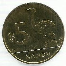 Uruguai - 5 Pesos 2019 (Km# 137) Nandu