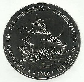 Rep. Dominicana - 1 Peso 1988 (Km# 66) Evangelização