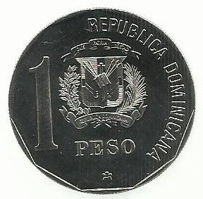 Rep. Dominicana - 1 Peso 1989 (Km# 74) Evangelização