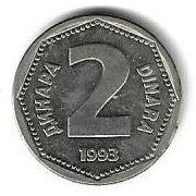 Jugoslavia - 2 Dinara 1993 (Km# 155)