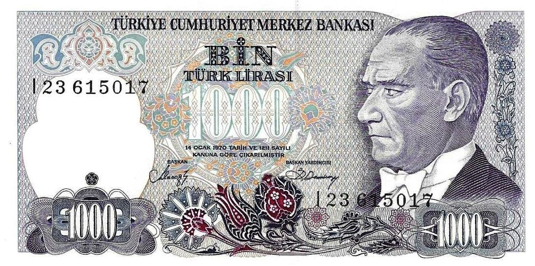Turquia - 1000 Liras (L1970) (# 196)