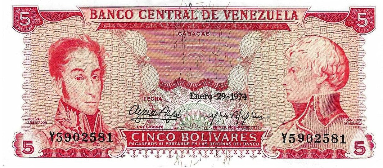 Venezuela - 5 Bolivares 1974 (# 50h)