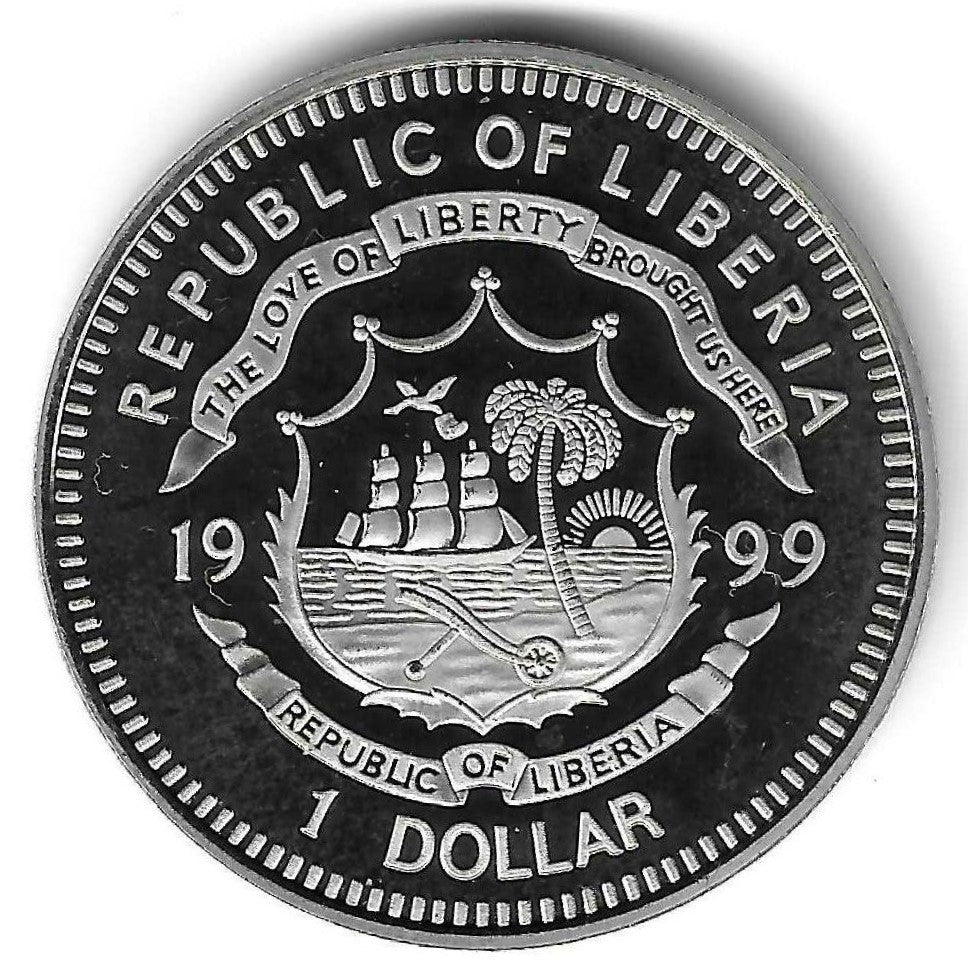 Liberia - 1 Dolar 1999 (Km# 571) Protecção Vida Marinha