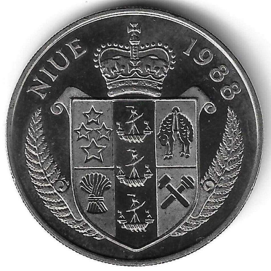 Niue - 5 Dolares 1988 (Km# 17) J.F. Kennedy