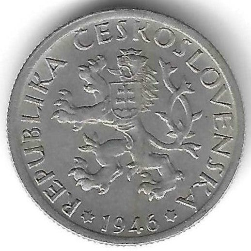 Checoslovaquia - 1 Koruna 1946 (Km# 19)