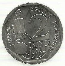 França - 2 Francos 1995 (Km# 1119) Louis Pasteur