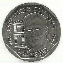 França - 2 Francos 1995 (Km# 1119) Louis Pasteur