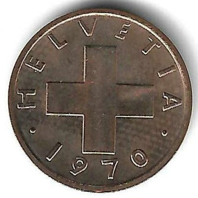 Suiça - 1 Rappen 1970 (Km# 46)