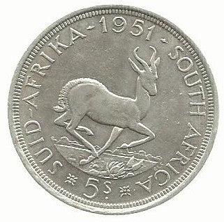 Africa Sul - 5 Shillings 1951 (Km# 40.2)