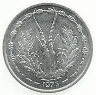 West African States - 1 Franco 1975 (Km# 3.1)