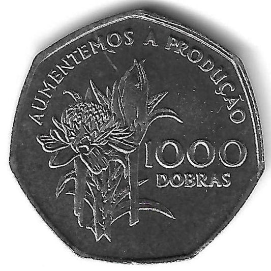 S. T. Principe - 1000 Dobras 1977 (Km# 90) Fao