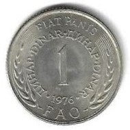 Jugoslavia - 1 Dinar 1976 (Km# 61) Fao
