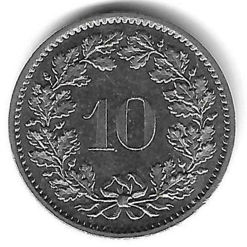 Suiça - 10 Rappen 1964 (Km# 27)
