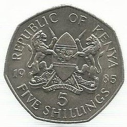 Quenia - 5 Shillings 1985 (Km# 23)