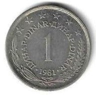 Jugoslavia - 1 Dinar 1981 (Km# 86)