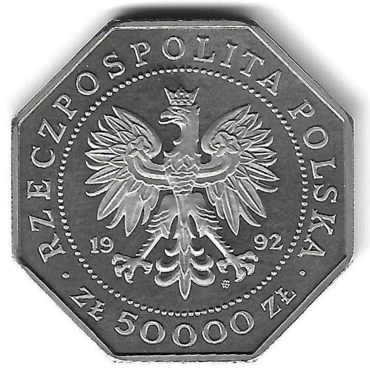 Polonia - 50000 Zlotych 1992 (Km# 229) 200º Anivº Ordem Valor Militar