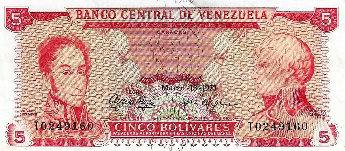 Venezuela - 5 Bolivares 1973 (# 50g)