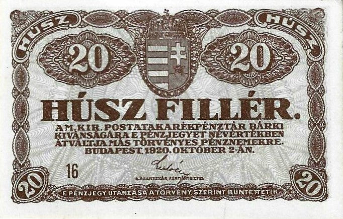 Hungria - 20 Filler 1920 (# 43)