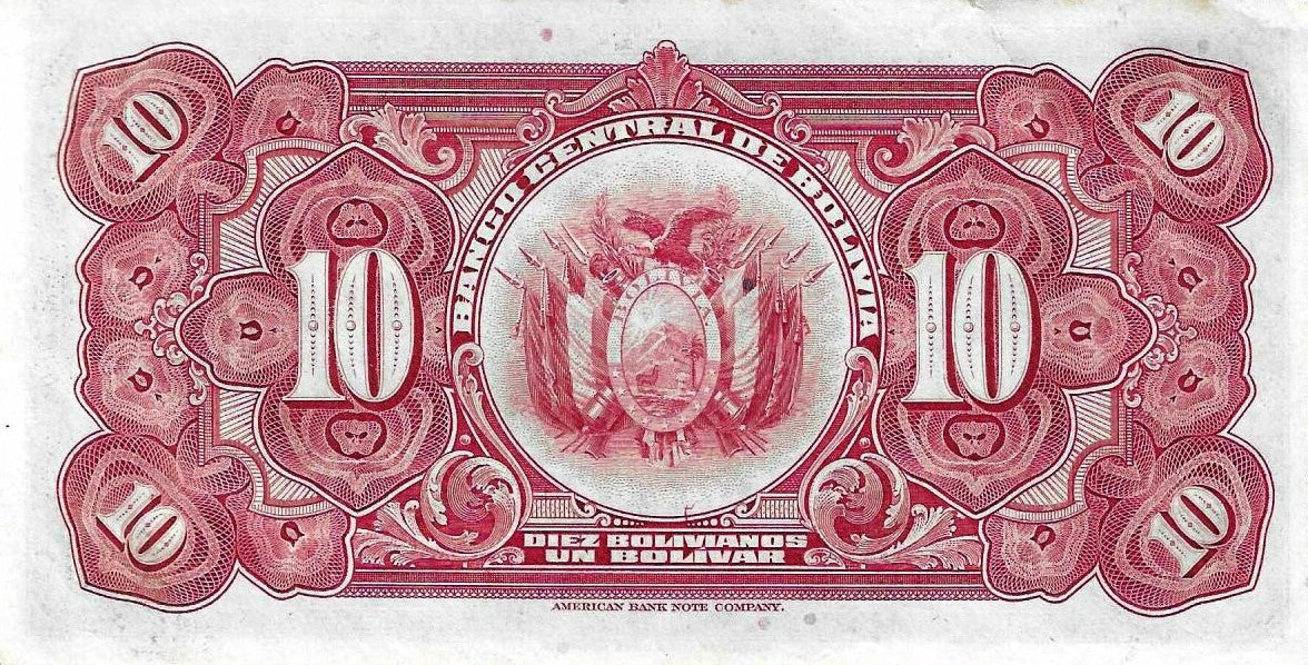 Bolivia - 10 Bolivianos 1928 (# 121a)