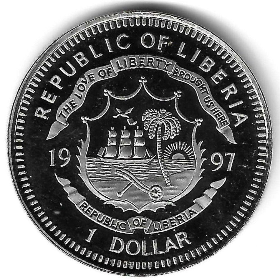 Liberia - 1 Dolar 1997 (Km# 570) Protecçao Vida Marinha