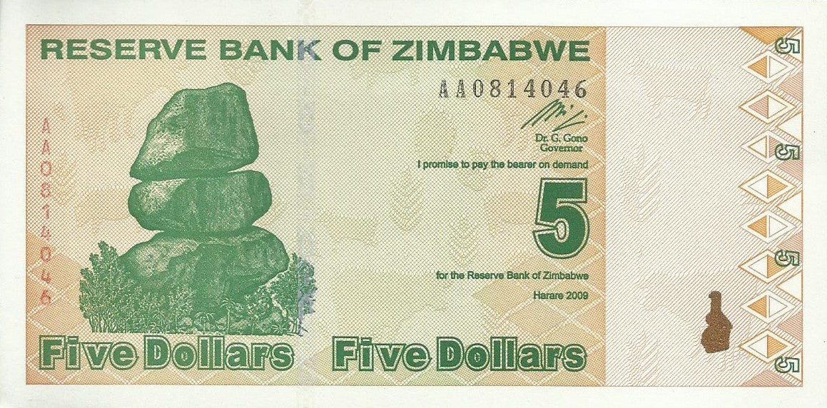 Zimbabwé - 5 Dolares 2009 (# 93)