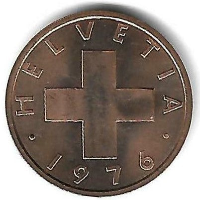 Suiça - 1 Rappen 1976 (Km# 46)