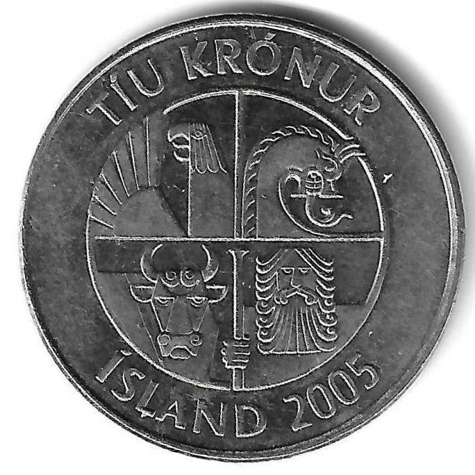 Islandia - 10 Kroner 2005 (Km# 29.1a)