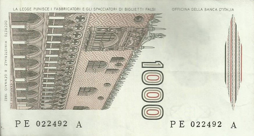 Italia - 1000 Liras 1982 (# 109b)