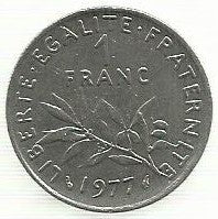 França - 1 Franco 1977 (Km# 925.1)