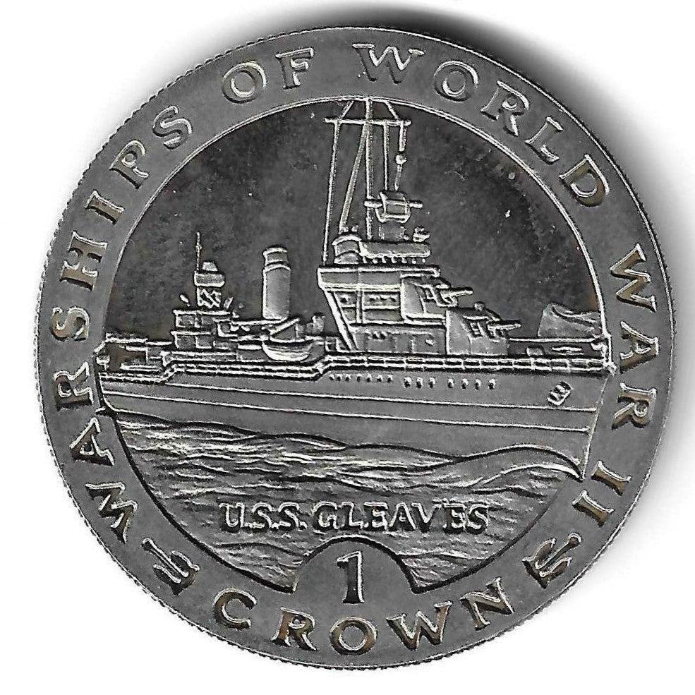 Gibraltar - 1 Crown 1993 (Km# 122) U.S.S. Gleaves