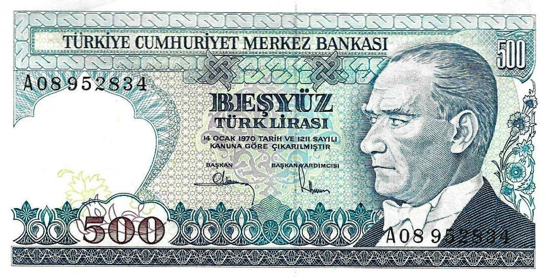 Turquia - 500 Liras (L1970) (# 195)