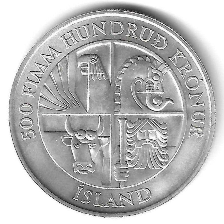 Islandia - 500 Kronur 1974 (Km# 20) 1100º Anivº Pov. Ilha