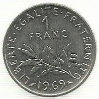 França - 1 Franco 1969 (Km# 925.1)