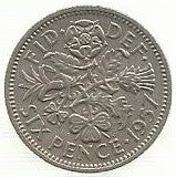 Inglaterra - 6 Pence 1957 (Km# 903)