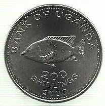 Uganda - 200 Shillings 2008 (Km# 68a)