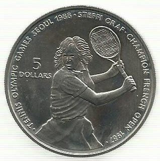 Niue - 5 Dolares 1987 (Km# 5) Steffi Graf