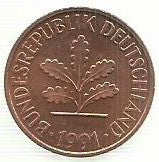Alemanha - 2 Pfennig 1991 (A)(Km# 106a)