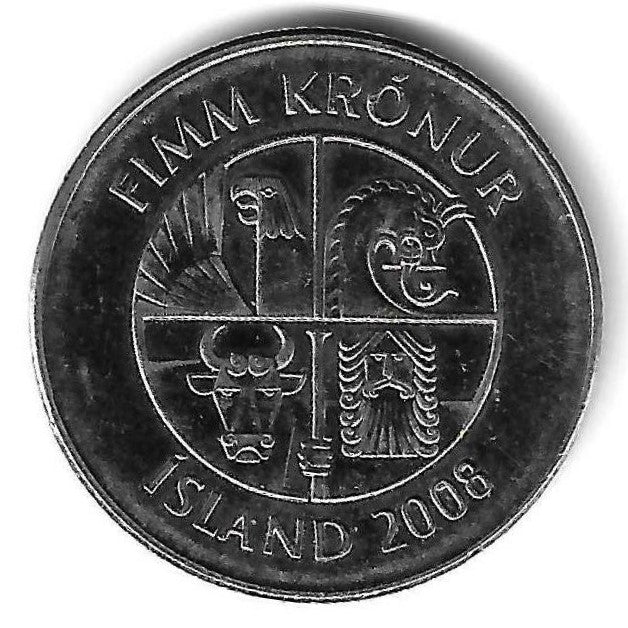 Islandia - 5 Kronor 2008 (Km# 28a)
