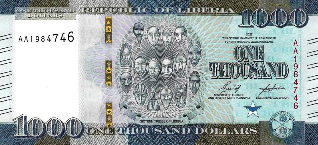 Liberia - 1000 Dolares 2022 (# 43a)