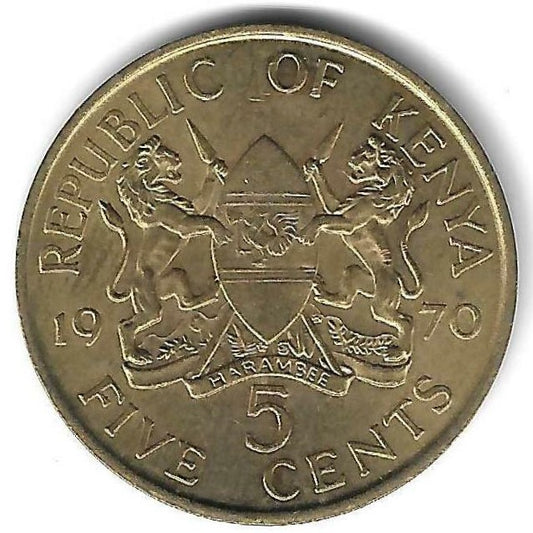 Quenia - 5 Centimos 1970 (Km# 10)
