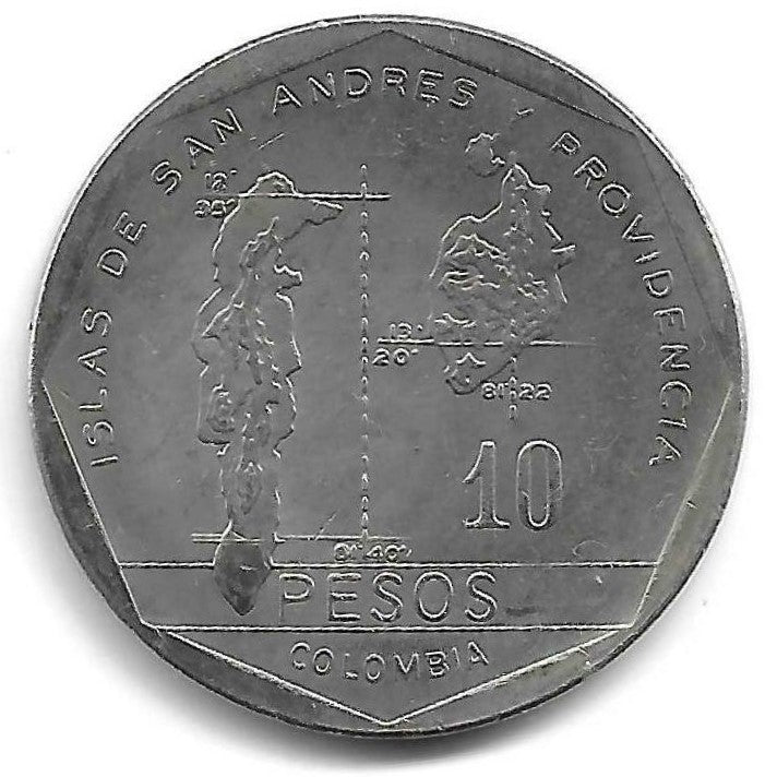 Colombia - 10 Pesos 1989 (Km# 270)