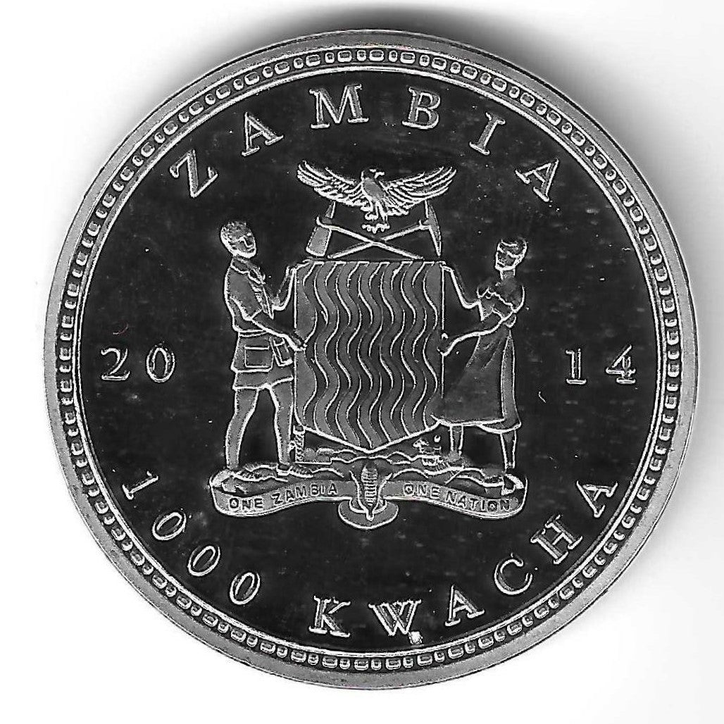 Zambia - 1000 Kwacha 2014 (Km# ..) Rinoceronte