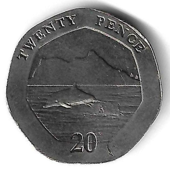 Gibraltar - 20 Pence 2020 (Km# 1685) Golfinho