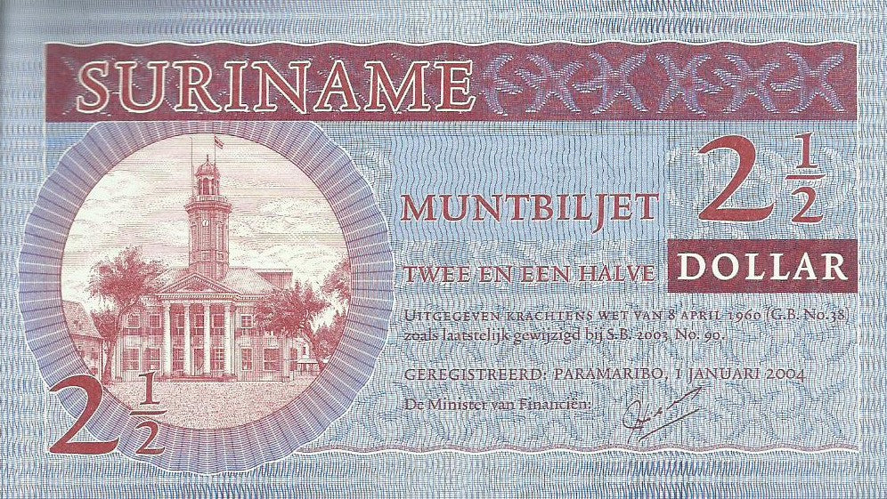 Suriname - 2 1/2 Dolar 2004 (# 156)