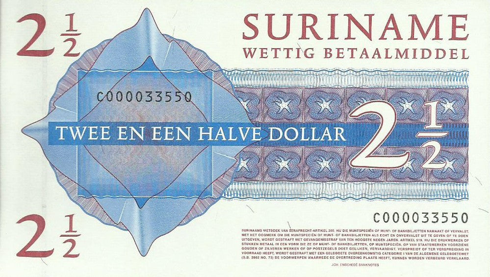 Suriname - 2 1/2 Dolar 2004 (# 156)