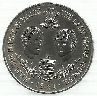 Guernsey - 25 Pence 1981 (Km# 36) Casamento Real