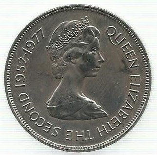 Guernsey - 25 Pence 1977 (Km# 31) Ascº Trono