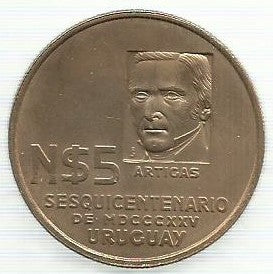 Uruguai - 5 Novos Pesos 1975 (Km# 65) Movimento Revolucionario