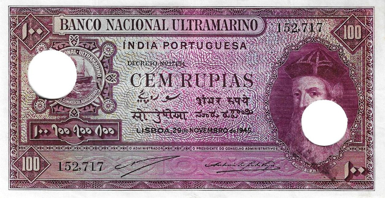 India Portuguesa - 100 Rupias 1945 (# 39)