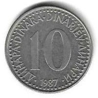 Jugoslavia - 10 Dinara 1987  (Km# 89)
